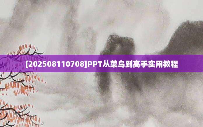 [202508110708]PPT从菜鸟到高手实用教程