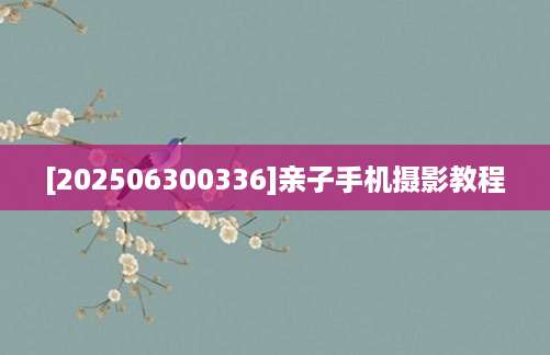 [202506300336]亲子手机摄影教程