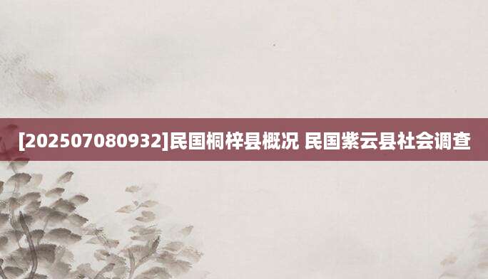 [202507080932]民国桐梓县概况 民国紫云县社会调查