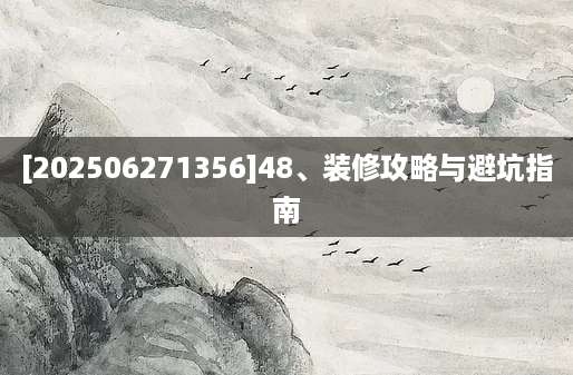 [202506271356]48、装修攻略与避坑指南