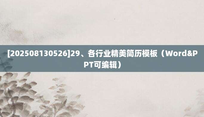 [202508130526]29、各行业精美简历模板（Word&PPT可编辑）