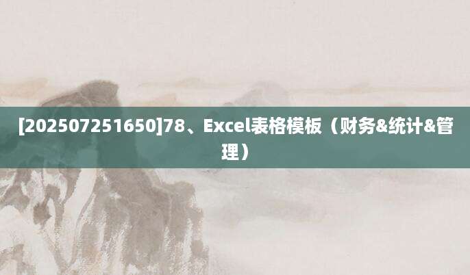 [202507251650]78、Excel表格模板（财务&统计&管理）