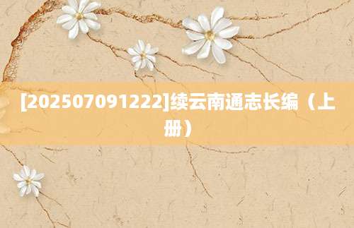 [202507091222]续云南通志长编（上册）